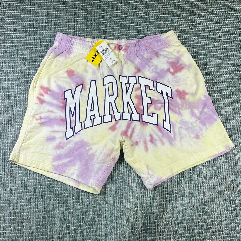 Market Studios Tie Dye Spell-out Sweat Shorts‎ Men’s Sz L New
